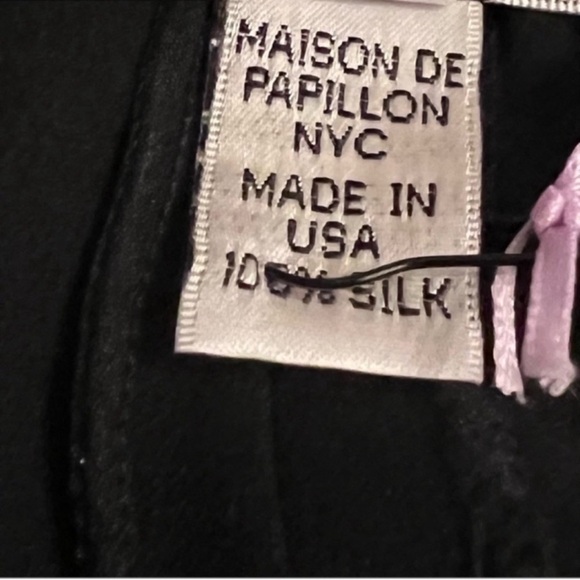 NEW Maison de Papillon Heather Hi-Waist Wide Leg Silk Georgette Pant SZ XS Noir - Picture 7 of 12